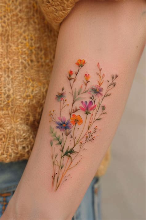 21 Feminine Floral Color Tattoos That Look Beautiful Tattoos For