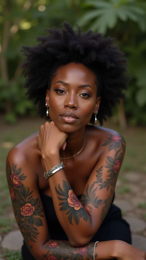 23 Black Women Tattoos Floral Embrace On The Forearm Dark Skin