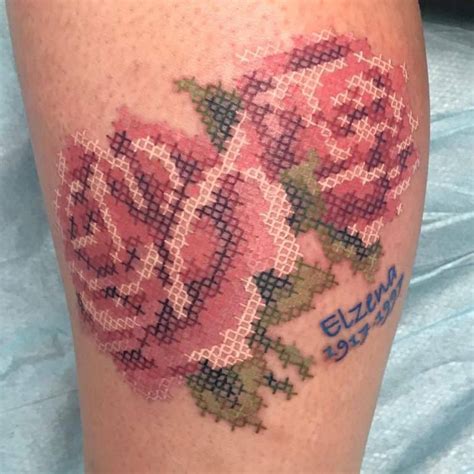 45 Cool Cross Stitch Tattoo Ideas 45 Cool Cross Stitch Tattoo Ideas
