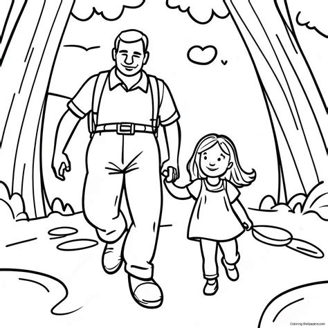 Adventurous Daddy And Daughter Exploring Coloring Page 47134 37258