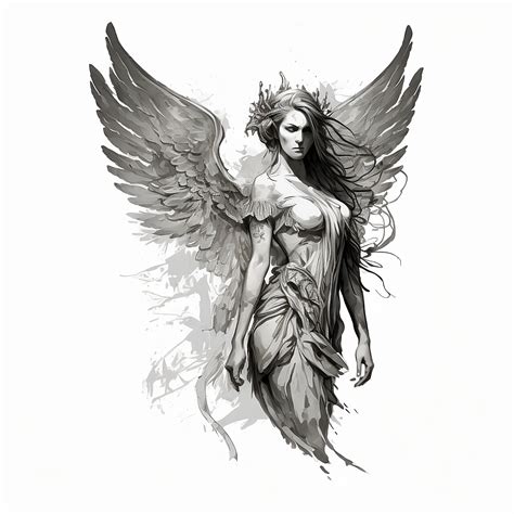 Angel Tattoo Design White Background Png File Download High Resolution Angel Tattoo Design White Background Png File Download High Resolution
