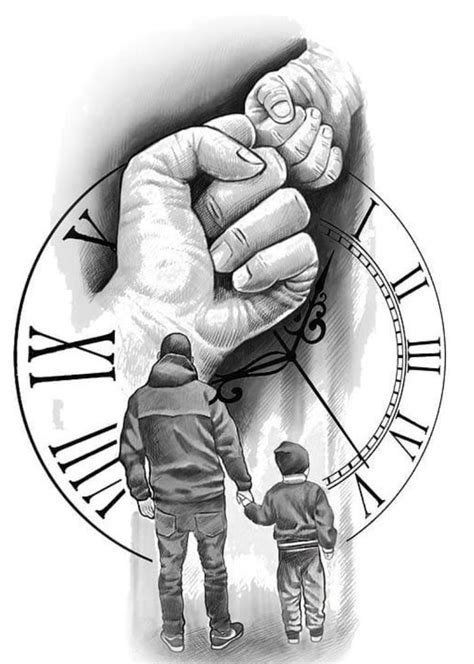 Art Father And Son Tattoo Design Stencil