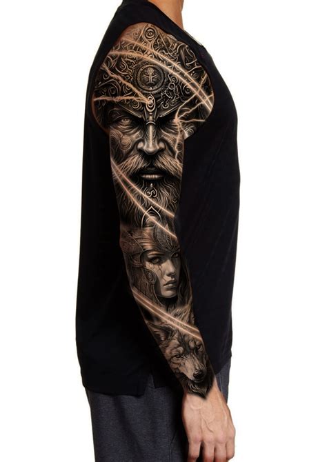 Best 13 Epic Norse Inspired Full Sleeve Tattoo With Viking Warrior And