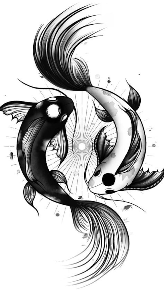 Black And White Koi Tattoo Black And White Koi Tattoo