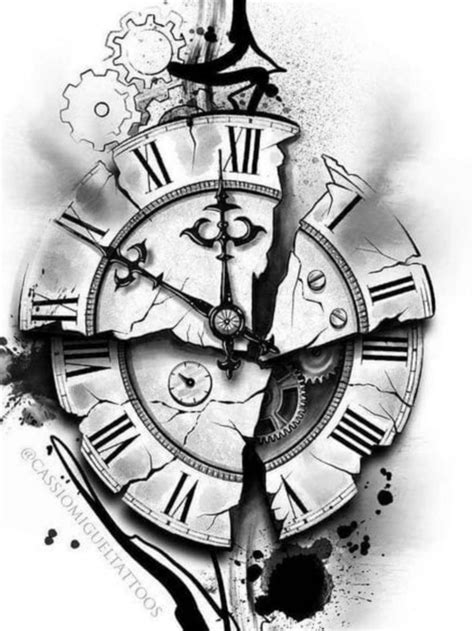 Broken Clock Tattoo Designs