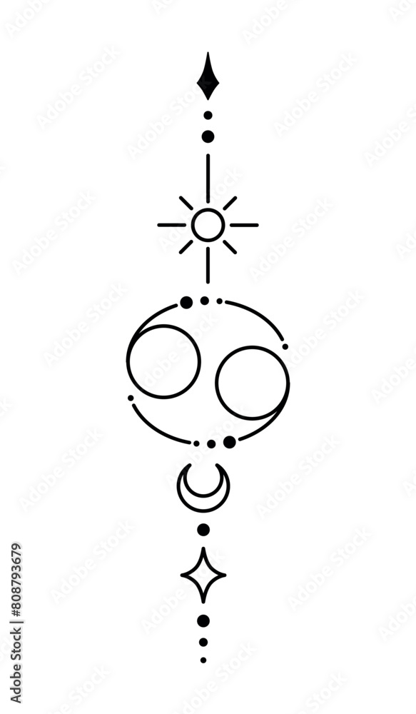 Cancer Zodiac Sign And Symbol Blackwork Tattoo Sacred Geometry