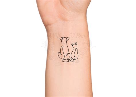 Cat And Dog Outline Tattoo