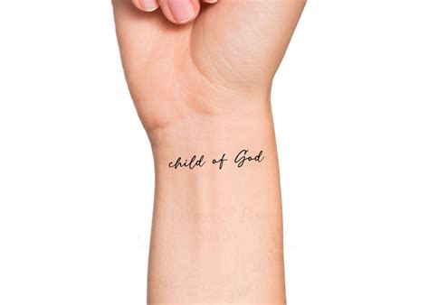 Child Of God Cursive Lettering Temporary Tattoo Religious Calligraphy