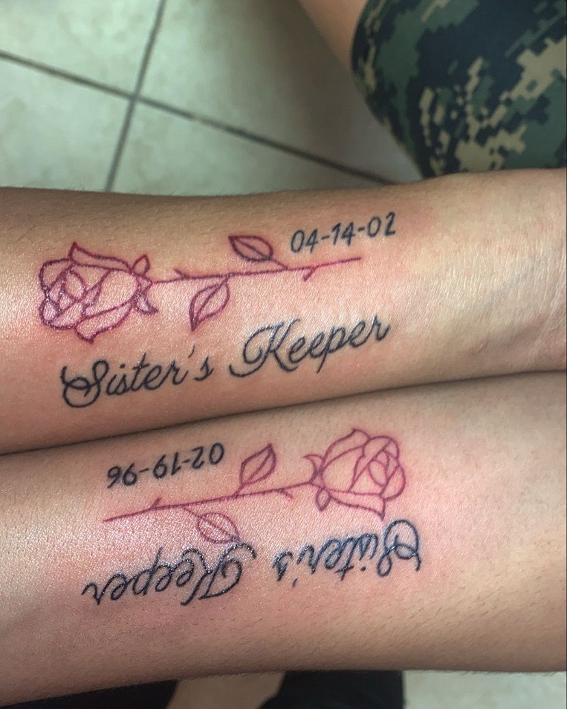 Cute Matching Tattoos For Sisters