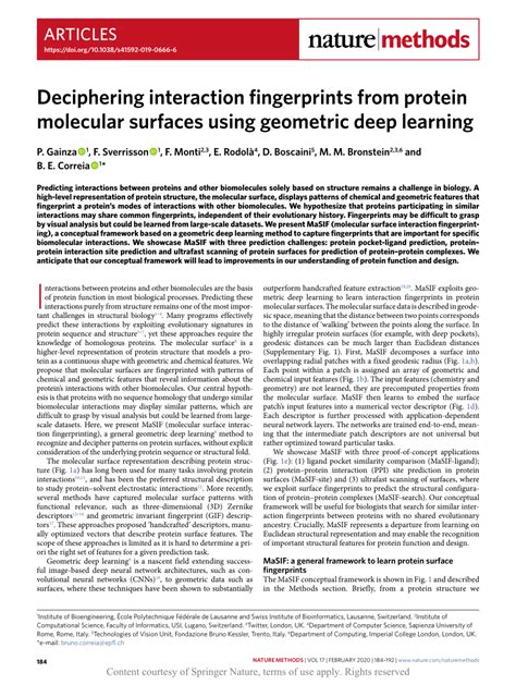 Deciphering Interaction Fingerprints From Protein Molecular Surfaces Using Geometric Deep Learning Nature Methods