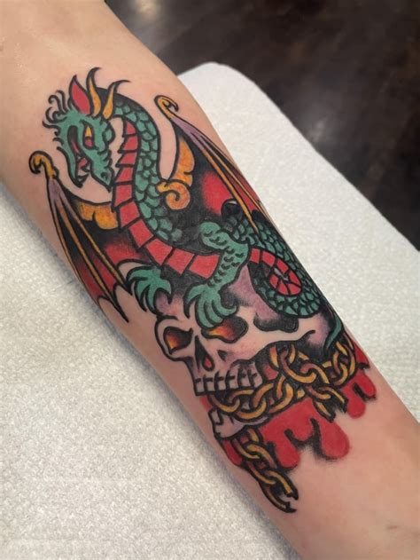 Dragon Skull By Icantattoo R Traditionaltattoos Dragon Skull By Icantattoo R Traditionaltattoos