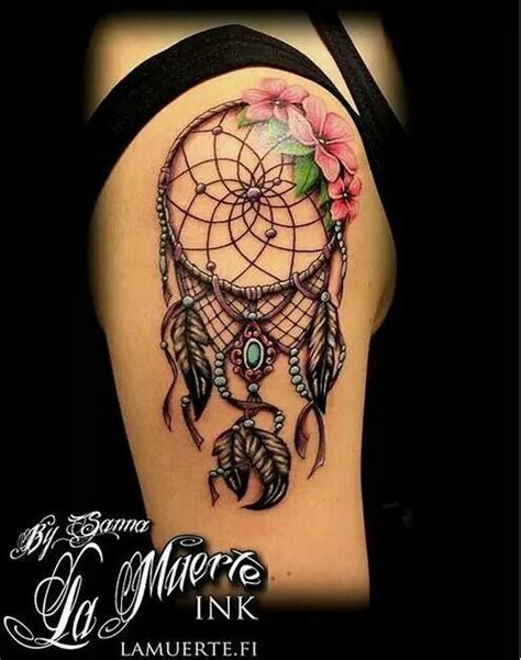 Dreamcatcher Tattoo Designs With Flowers