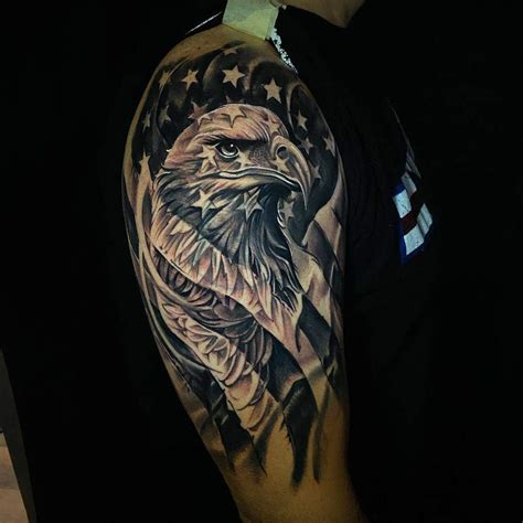 Eagle Tattoo With American Flag