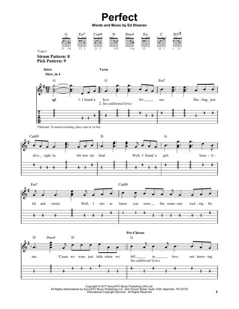 Ed Sheeran Perfect Guitar Tab By Partition Musicale Ed Sheeran Perfect Guitar Tab By Partition Musicale