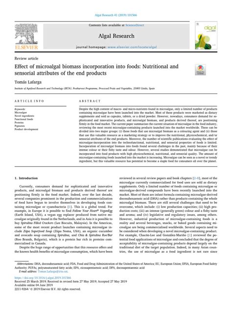 Effect Of Microalgal Biomass Incorporation Into Foods Nutritional And Sensorial Attributes Of The End Products Sciencedirect Effect Of Microalgal Biomass Incorporation Into Foods Nutritional And Sensorial Attributes Of The End Products Sciencedirect