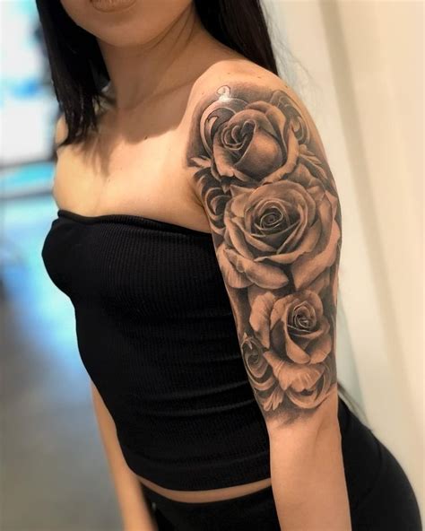 Elegant Black And Grey Rose Half Sleeve Tattoo Timeless Grace For Elegant Black And Grey Rose Half Sleeve Tattoo Timeless Grace For