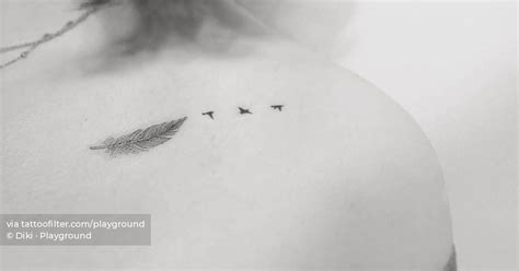 Feather And Flying Birds Tattoo Located On The Ankle Feather And Flying Birds Tattoo Located On The Ankle