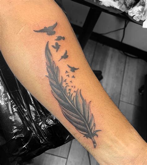 Feather Tattoo Design Feather Tattoo With Birds In 2025 Feather Feather Tattoo Design Feather Tattoo With Birds In 2025 Feather