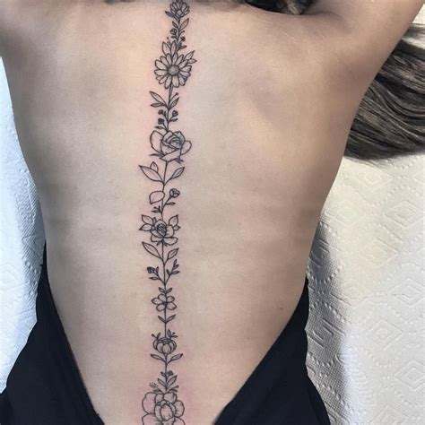 Flower Backbone Flowers Roses Spine Tattoos For Women Flower Spine
