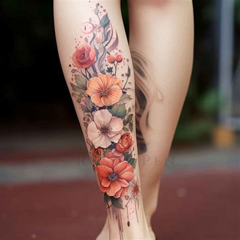 Flower Leg Tattoos Designs Watercolor Tattoo Design
