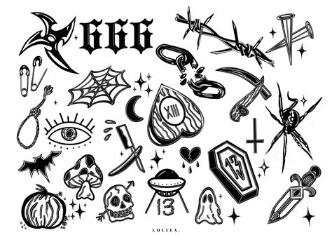 Friday The 13Th Tattoo Flash Sheet Halloween Digital Art Print Etsy Uk