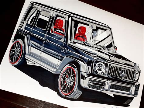 G Wagon G63 Amg Drawing 40X30cm R Mercedes Benz