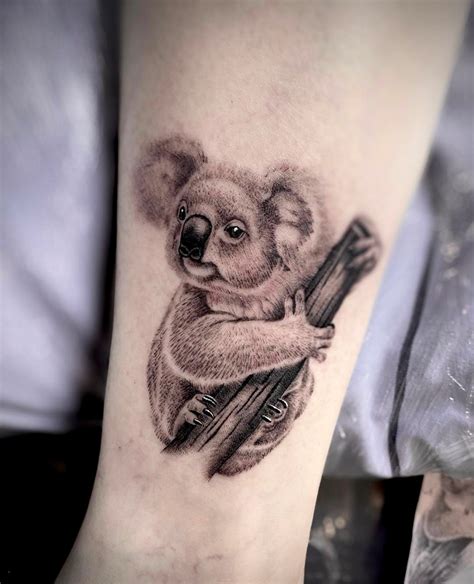 Good Day In The Office With Super Benwoolley My 1St Koala Bear Blackandgreytattoo Tatoftheday Realism Koala Tattoo Inked Nature Wildlife