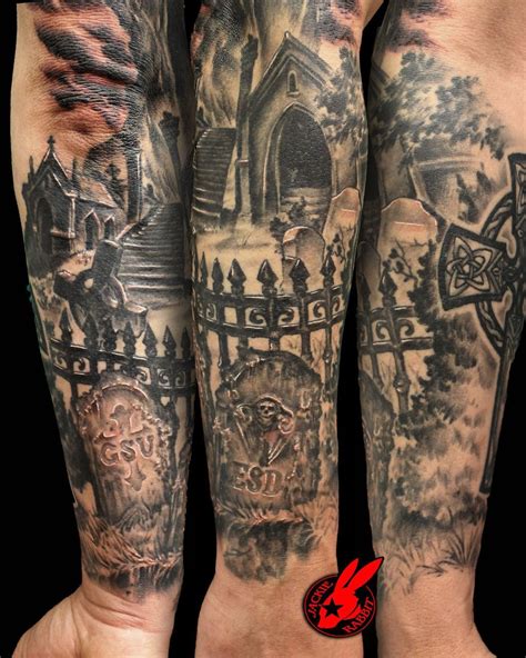 Graveyard Tombstone Sleeve Tattoo By Half Sleeve Tattoos Designs Graveyard Tombstone Sleeve Tattoo By Half Sleeve Tattoos Designs