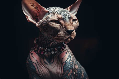 Hairless Cats Covered In Gang Tattoos R Midjourney