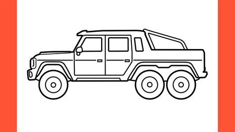 How To Draw A Mercedes G63 Amg 6X6 Brabus Easy Drawing Truck Mercedes