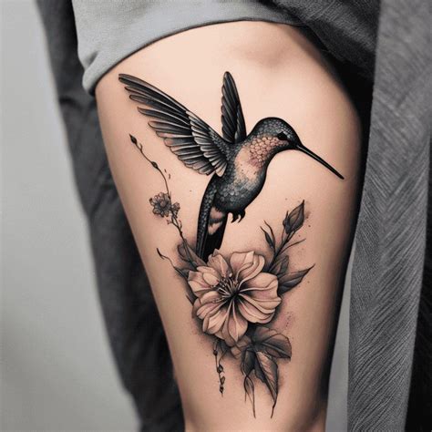 Hummingbird Flowers Tattoo