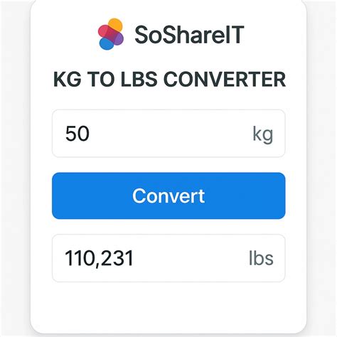 Instant Kg To Lbs Conversion Calculator Calculators And Unit Converter Soshareit Instant Kg To Lbs Conversion Calculator Calculators And Unit Converter Soshareit