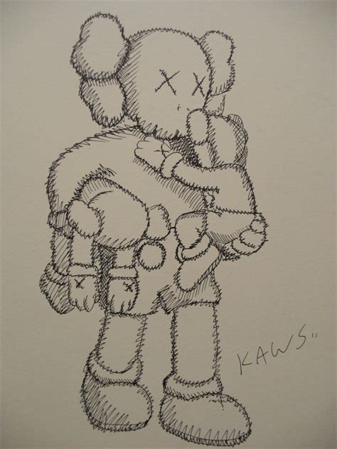 Kaws Companion Original Signed Drawing Painting Art Artwork Pop Kaws Companion Original Signed Drawing Painting Art Artwork Pop
