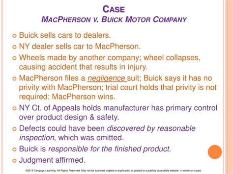 Macpherson V. Buick Motor Company Sissue