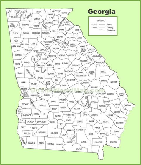 Map Of Georgia Counties Map Of Georgia Counties