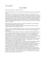 Mcpherson V Buick Motor 1916 Case Brief Docx Pdf Name Angela Dao