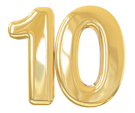 Number 10 Gold 3D 9313579 Png