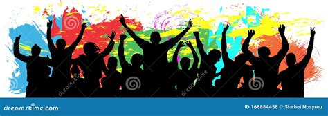 People Celebrate Silhouette Crowd Cheer Friends Background On A White Background Cartoon People Celebrate Silhouette Crowd Cheer Friends Background On A White Background Cartoon