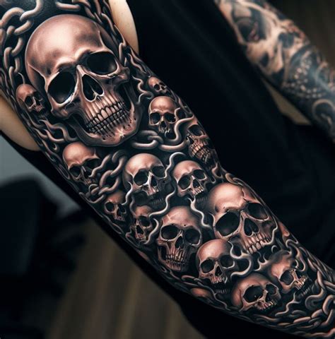Pin By Tynzee Tattoos On Skulls Skull Sleeve Tattoos Cool Tattoo