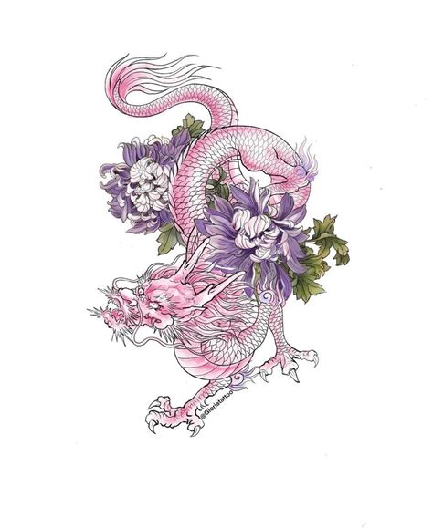 Pink Flower Dragon Tattoo Pink Flower Dragon Tattoo