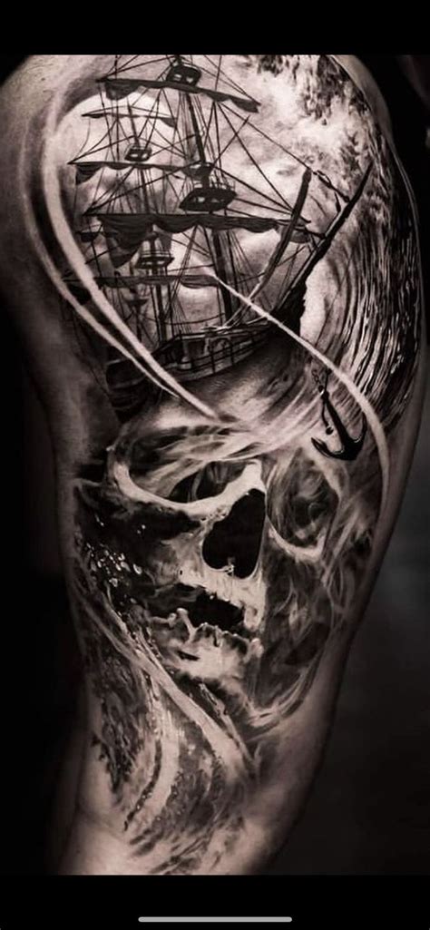 Pirate Sleeve With Ship Skulls