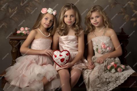 Premium Photo Darling Delights Girls In Valentine Photo