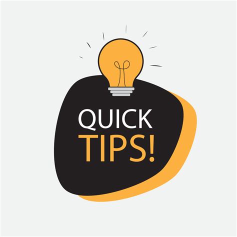 Quick Tips Helpful Tricks Vector Icon Or Symbol Set With Black And Yellow Color And Lightbulb
