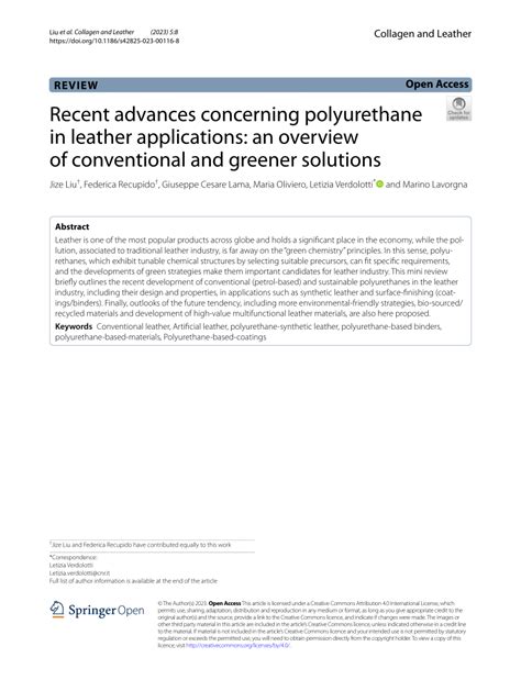 Recent Advances Concerning Polyurethane In Leather Applications An Overview Of Conventional And Greener Solutions Collagen And Leather Full Text Recent Advances Concerning Polyurethane In Leather Applications An Overview Of Conventional And Greener Solutions Collagen And Leather Full Text