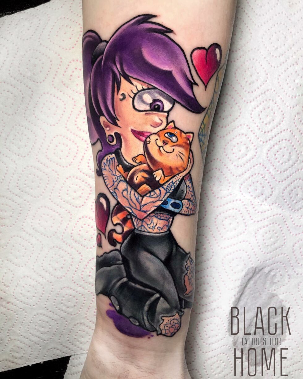 Red Lips New School Tattoo Design