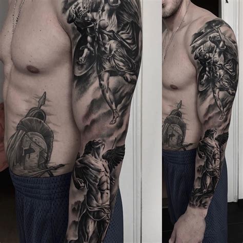 St Michael Vs Lucifer Tattoo Tattoos Battle Fallen Blackandwhite St Michael Vs Lucifer Tattoo Tattoos Battle Fallen Blackandwhite