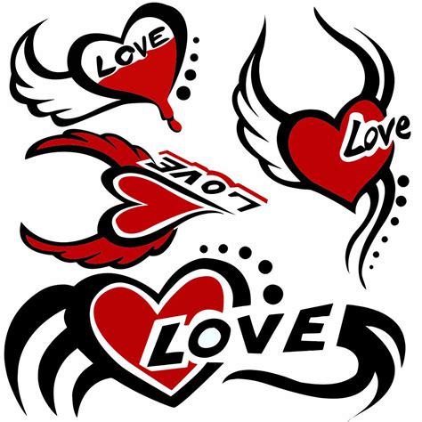 Temporary Tattoowala Heart Black And Red Trible 3 Design Temporary Tattoo For Men And Women Waterproof Sticker