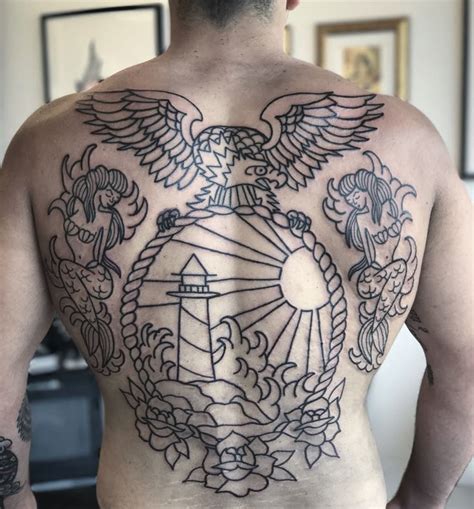 Traditional Back Piece Tattooed By Shannon Pagliarini At Crown And Traditional Back Piece Tattooed By Shannon Pagliarini At Crown And