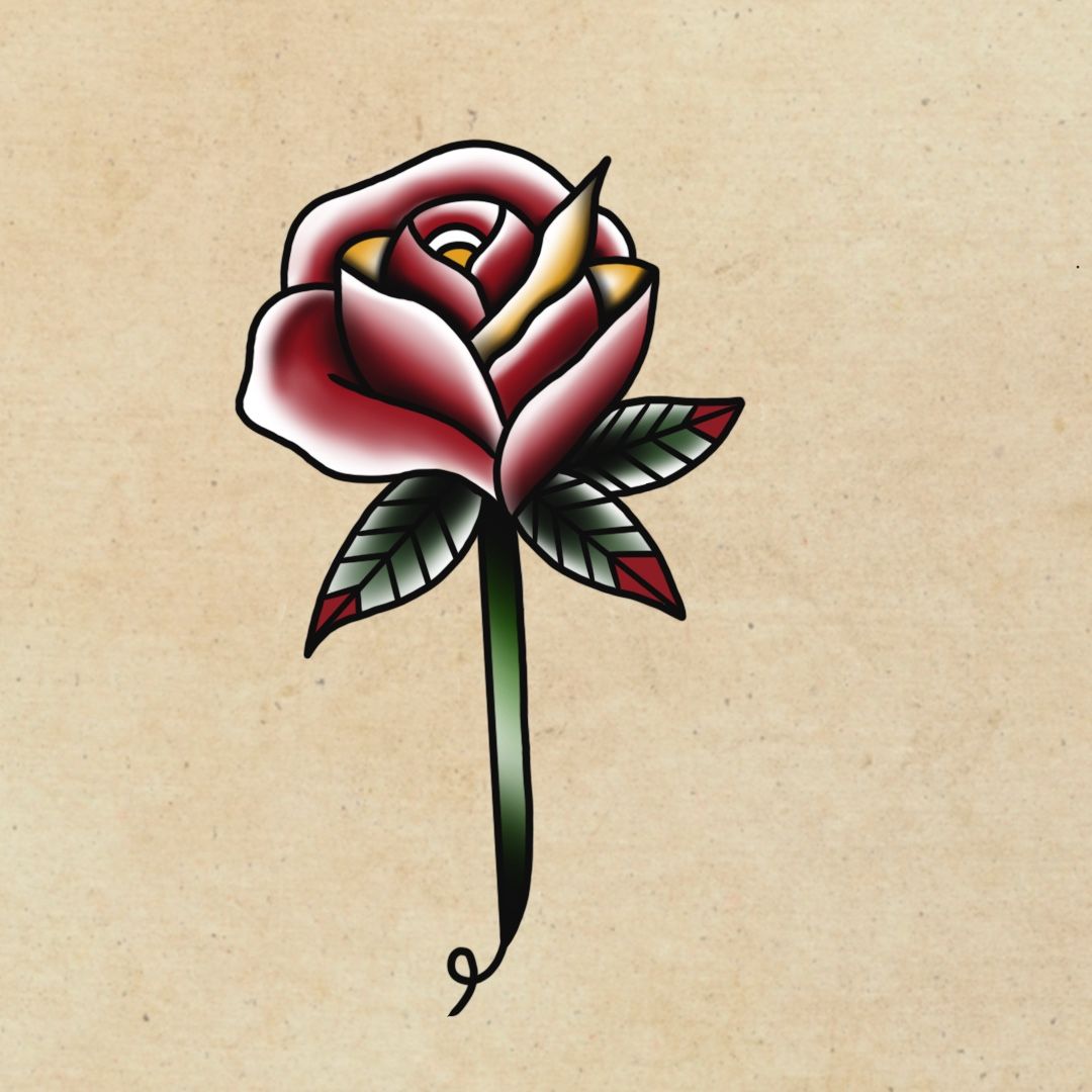 Traditional Rose Tattoo Design