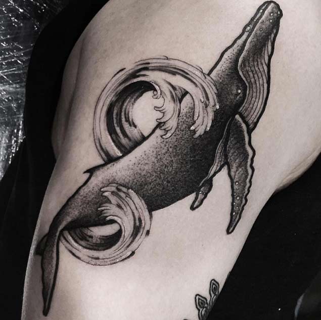 Traditional White Whale Tattoo